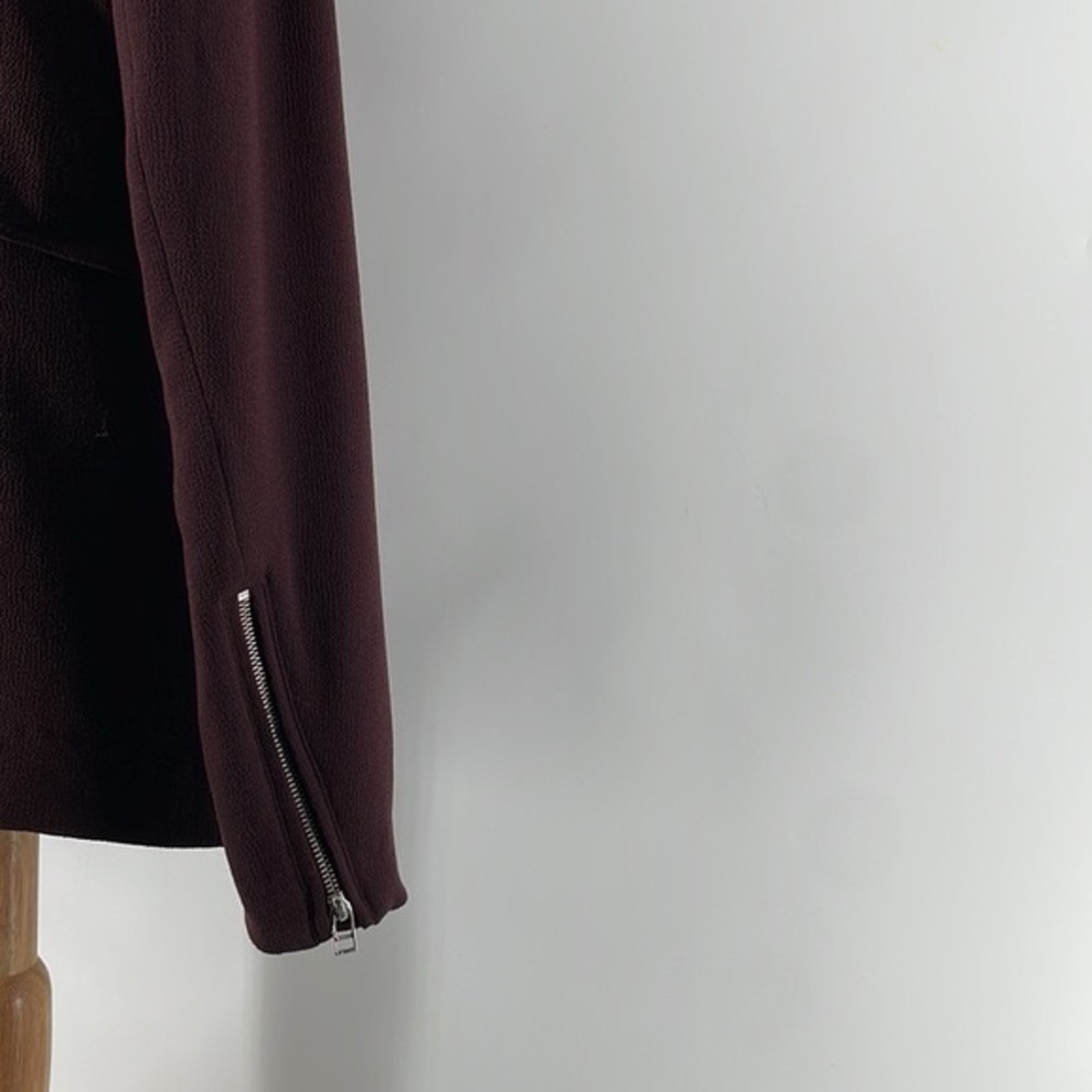Aritzia Wilfred Mayet Jacket eggplant elongated moto coat crepe material sz xxs - Picture 8 of 9